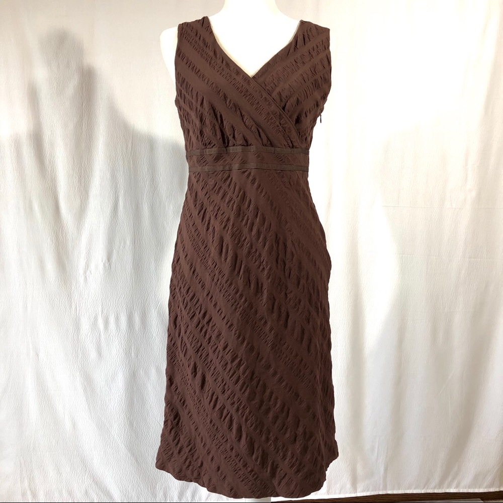 Alexandra Bartlett Brown Seersucker Sheath Dress